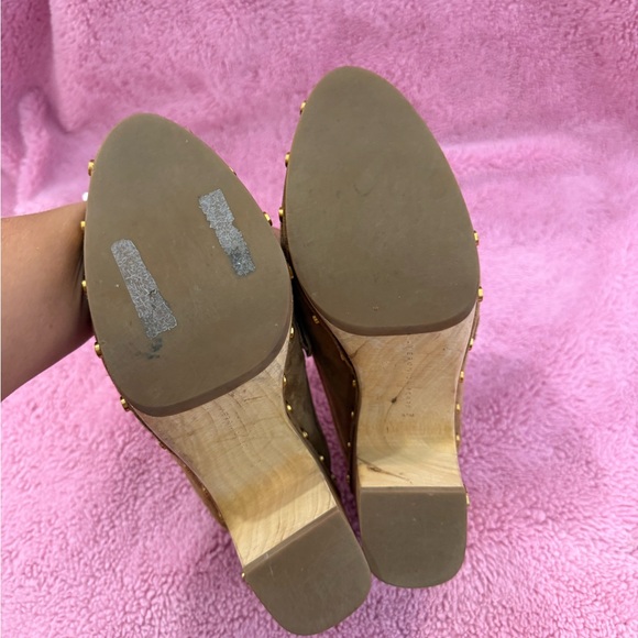 VERONICA BEARD DELIA SUEDE TAN BRAIDED CLOGS SIZE 8.5 - Picture 8 of 9